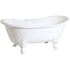 image:imageAqua Eden VCT7DS6731NLW 67Inch Cast Iron Double Slipper Clawfoot Tub with 7Inch Faucet Drillings WhiteWhite