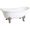image:imageAqua Eden VCT7DS6731NLW 67Inch Cast Iron Double Slipper Clawfoot Tub with 7Inch Faucet Drillings WhiteWhiteBrushed Nickel