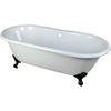 image:imageKingston Brass Aqua Eden VCT7D663013NB5 Cast Iron Double Ended Clawfoot Bathtub with ORB Feet and 7Inch Centers Faucet Drillings 66Inch WhiteOil Rubbed Bronze