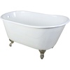 image:imageKingston Brass Aqua Eden VCTND5328NT5 Cast Iron Slipper Clawfoot Bathtub with Oil Rubbed Bronze Feet without Faucet Drillings 53Inch WhiteBrushed Nickel