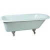 image:imageKingston Brass Aqua Eden VCTND673123T2 Cast Iron Safe and AntiSlide Roll Top Bathtub with Polished Brass Feet without Faucet Drillings 67Inch WhiteBrushed Nickel