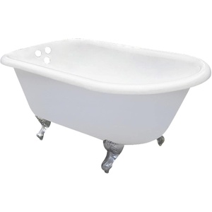 image:imageAqua Eden VCT3D663019NT0 66Inch Cast Iron Roll Top Clawfoot Tub with 338 Inch Wall Drillings WhiteMatte BlackPolished Chrome
