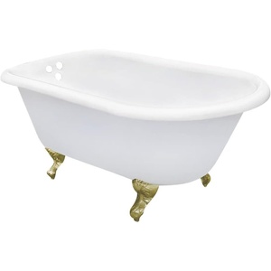 image:imageAqua Eden VCT3D663019NT0 66Inch Cast Iron Roll Top Clawfoot Tub with 338 Inch Wall Drillings WhiteMatte BlackWhiteBrushed Brass