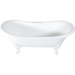 image:imageAqua Eden VCT7DE7232NLW 72Inch Cast Iron Double Ended Clawfoot Tub with 7Inch Faucet Drillings WhiteWhite