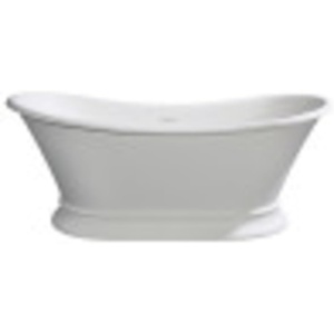 image:imageAqua Eden VRTDS683027 Arcticstone 68Inch Solid Surface Pedestal Tub with Drain Matte WhiteGloss White
