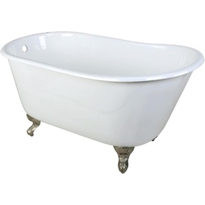 image:imageKingston Brass Aqua Eden VCTND5328NT5 Cast Iron Slipper Clawfoot Bathtub with Oil Rubbed Bronze Feet without Faucet Drillings 53Inch WhiteBrushed Nickel