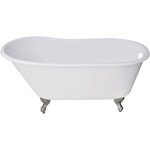 image:imageKingston Brass Aqua Eden VCTND5328NT5 Cast Iron Slipper Clawfoot Bathtub with Oil Rubbed Bronze Feet without Faucet Drillings 53Inch WhiteChrome