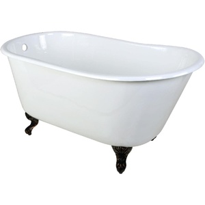 image:imageKingston Brass Aqua Eden VCTND5328NT5 Cast Iron Slipper Clawfoot Bathtub with Oil Rubbed Bronze Feet without Faucet Drillings 53Inch WhiteOil Rubbed Bronze