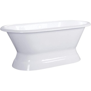 image:imageKingston Brass Aqua Eden VCTND603024 60Inch Cast Iron Double Ended PedestalTub No FaucetDrillings White
