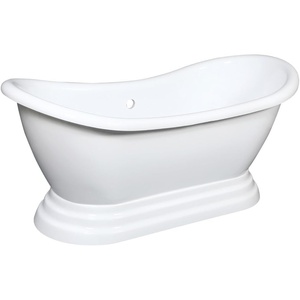 image:imageKingston Brass VTPDS602827 Aqua Eden 60 Acrylic Double Slipper Pedestal Tub Glossy White