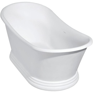 image:imageVRTDS673026 Arcticstone 67 Double Slipper Solid Surface Pedestal Tub with Drain Glossy WhiteMatte WhiteGlossy WhiteMatte White
