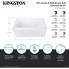 image:imageAqua Eden CVTAP543023L0 54 Acrylic Rectangular 3Wall Alcove Tub with Armrests Left Hand Drain Glossy WhiteMatte BlackGlossy WhitePolished Chrome