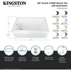 image:imageAqua Eden CVTAP603222L7 60 Acrylic Rectangular 3Wall Alcove Tub Left Hand Drain Glossy WhiteBrushed BrassGlossy WhiteAntique Brass