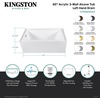 image:imageAqua Eden CVTAP603222L7 60 Acrylic Rectangular 3Wall Alcove Tub Left Hand Drain Glossy WhiteBrushed BrassGlossy WhiteAntique Brass