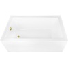 image:imageAqua Eden CVTAP603222L7 60 Acrylic Rectangular 3Wall Alcove Tub Left Hand Drain Glossy WhiteBrushed BrassGlossy WhitePolished Brass