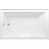 image:imageAqua Eden CVTAP603222L7 60 Acrylic Rectangular 3Wall Alcove Tub Left Hand Drain Glossy WhiteBrushed BrassGlossy WhitePolished Brass