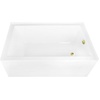 image:imageAqua Eden CVTDE603122R2 60 Acrylic Rectangular 3Wall Alcove Tub Right Hand Drain Glossy WhitePolished BrassGlossy WhitePolished Brass