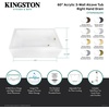 image:imageAqua Eden CVTDE603122R2 60 Acrylic Rectangular 3Wall Alcove Tub Right Hand Drain Glossy WhitePolished BrassGlossy WhitePolished Nickel