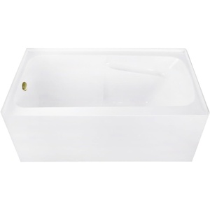 image:imageAqua Eden CVTAP543023L0 54 Acrylic Rectangular 3Wall Alcove Tub with Armrests Left Hand Drain Glossy WhiteMatte BlackGlossy WhiteAntique Brass