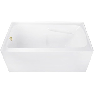 image:imageAqua Eden CVTAP543023L0 54 Acrylic Rectangular 3Wall Alcove Tub with Armrests Left Hand Drain Glossy WhiteMatte BlackGlossy WhiteBrushed Brass