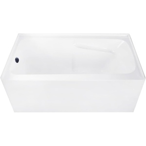 image:imageAqua Eden CVTAP543023L0 54 Acrylic Rectangular 3Wall Alcove Tub with Armrests Left Hand Drain Glossy WhiteMatte BlackGlossy WhiteMatte Black
