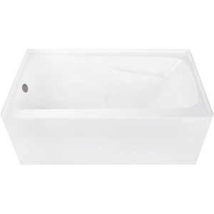 image:imageAqua Eden CVTAP543023L0 54 Acrylic Rectangular 3Wall Alcove Tub with Armrests Left Hand Drain Glossy WhiteMatte BlackGlossy WhiteOil Rubbed Bronze