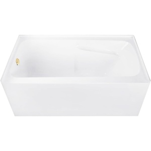 image:imageAqua Eden CVTAP543023L0 54 Acrylic Rectangular 3Wall Alcove Tub with Armrests Left Hand Drain Glossy WhiteMatte BlackGlossy WhitePolished Brass
