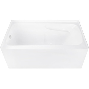 image:imageAqua Eden CVTAP543023L0 54 Acrylic Rectangular 3Wall Alcove Tub with Armrests Left Hand Drain Glossy WhiteMatte BlackGlossy WhitePolished Chrome