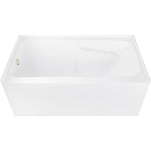 image:imageAqua Eden CVTAP543023L0 54 Acrylic Rectangular 3Wall Alcove Tub with Armrests Left Hand Drain Glossy WhiteMatte BlackGlossy WhitePolished Nickel