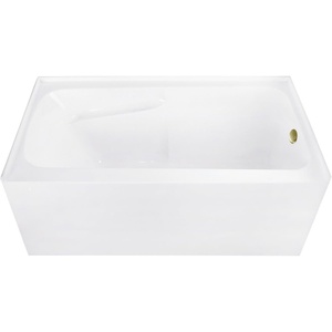 image:imageAqua Eden CVTAP543023R6 54 Acrylic Rectangular 3Wall Alcove Tub with Armrests Right Hand Drain Glossy WhitePolished NickelGlossy WhiteAntique Brass