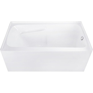 image:imageAqua Eden CVTAP543023R6 54 Acrylic Rectangular 3Wall Alcove Tub with Armrests Right Hand Drain Glossy WhitePolished NickelGlossy WhiteBrushed Nickel