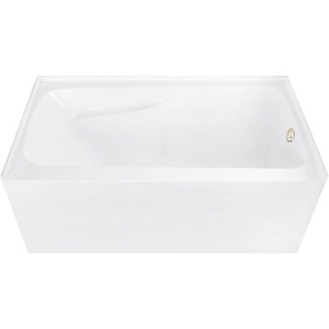 image:imageAqua Eden CVTAP543023R6 54 Acrylic Rectangular 3Wall Alcove Tub with Armrests Right Hand Drain Glossy WhitePolished NickelGlossy WhitePolished Nickel