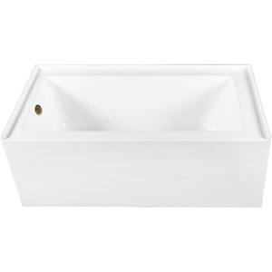 image:imageAqua Eden CVTAP603222L7 60 Acrylic Rectangular 3Wall Alcove Tub Left Hand Drain Glossy WhiteBrushed BrassGlossy WhiteAntique Brass