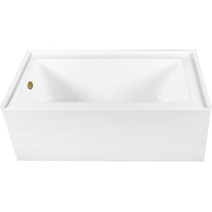 image:imageAqua Eden CVTAP603222L7 60 Acrylic Rectangular 3Wall Alcove Tub Left Hand Drain Glossy WhiteBrushed BrassGlossy WhiteBrushed Brass