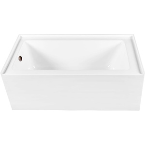 image:imageAqua Eden CVTAP603222L7 60 Acrylic Rectangular 3Wall Alcove Tub Left Hand Drain Glossy WhiteBrushed BrassGlossy WhiteOil Rubbed Bronze