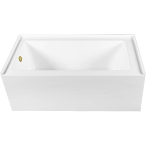 image:imageAqua Eden CVTAP603222L7 60 Acrylic Rectangular 3Wall Alcove Tub Left Hand Drain Glossy WhiteBrushed BrassGlossy WhitePolished Brass