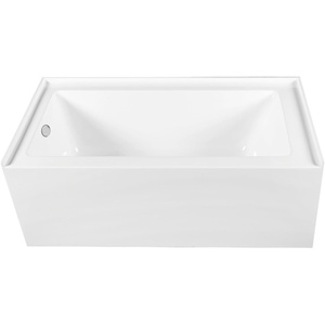 image:imageAqua Eden CVTAP603222L7 60 Acrylic Rectangular 3Wall Alcove Tub Left Hand Drain Glossy WhiteBrushed BrassGlossy WhitePolished Chrome