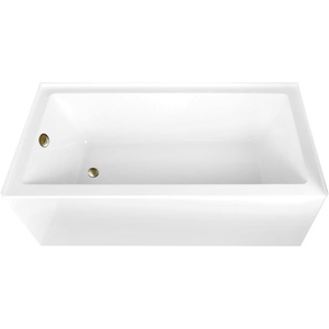 image:imageAqua Eden CVTAP663222L6 66 Acrylic Rectangular 3Wall Alcove Tub Left Hand Drain Glossy WhitePolished NickelGlossy WhiteAntique Brass