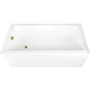 image:imageAqua Eden CVTAP663222L6 66 Acrylic Rectangular 3Wall Alcove Tub Left Hand Drain Glossy WhitePolished NickelGlossy WhiteBrushed Brass