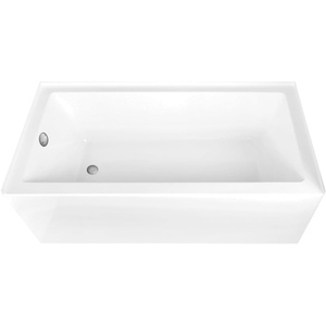 image:imageAqua Eden CVTAP663222L6 66 Acrylic Rectangular 3Wall Alcove Tub Left Hand Drain Glossy WhitePolished NickelGlossy WhiteBrushed Nickel