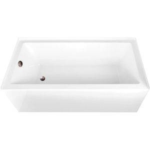 image:imageAqua Eden CVTAP663222L6 66 Acrylic Rectangular 3Wall Alcove Tub Left Hand Drain Glossy WhitePolished NickelGlossy WhiteOil Rubbed Bronze