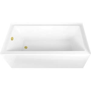 image:imageAqua Eden CVTAP663222L6 66 Acrylic Rectangular 3Wall Alcove Tub Left Hand Drain Glossy WhitePolished NickelGlossy WhitePolished Brass
