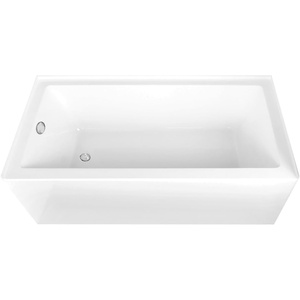 image:imageAqua Eden CVTAP663222L6 66 Acrylic Rectangular 3Wall Alcove Tub Left Hand Drain Glossy WhitePolished NickelGlossy WhitePolished Chrome