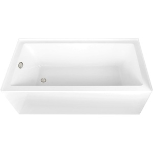 image:imageAqua Eden CVTAP663222L6 66 Acrylic Rectangular 3Wall Alcove Tub Left Hand Drain Glossy WhitePolished NickelGlossy WhitePolished Nickel