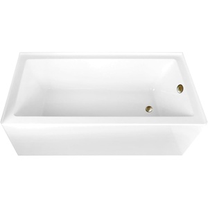image:imageAqua Eden CVTAP663222R0 66 Acrylic Rectangular 3Wall Alcove Tub Right Hand Drain Glossy WhiteMatte BlackGlossy WhiteAntique Brass