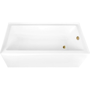 image:imageAqua Eden CVTAP663222R0 66 Acrylic Rectangular 3Wall Alcove Tub Right Hand Drain Glossy WhiteMatte BlackGlossy WhiteBrushed Brass