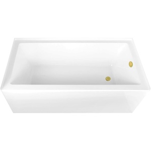 image:imageAqua Eden CVTAP663222R0 66 Acrylic Rectangular 3Wall Alcove Tub Right Hand Drain Glossy WhiteMatte BlackGlossy WhitePolished Brass
