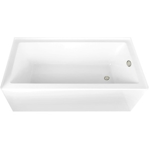 image:imageAqua Eden CVTAP663222R0 66 Acrylic Rectangular 3Wall Alcove Tub Right Hand Drain Glossy WhiteMatte BlackGlossy WhitePolished Nickel
