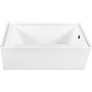image:imageAqua Eden CVTDE603122R2 60 Acrylic Rectangular 3Wall Alcove Tub Right Hand Drain Glossy WhitePolished BrassGlossy WhiteAntique Brass