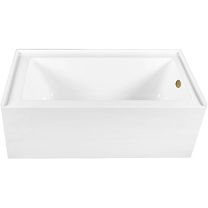 image:imageAqua Eden CVTDE603122R2 60 Acrylic Rectangular 3Wall Alcove Tub Right Hand Drain Glossy WhitePolished BrassGlossy WhiteBrushed Brass